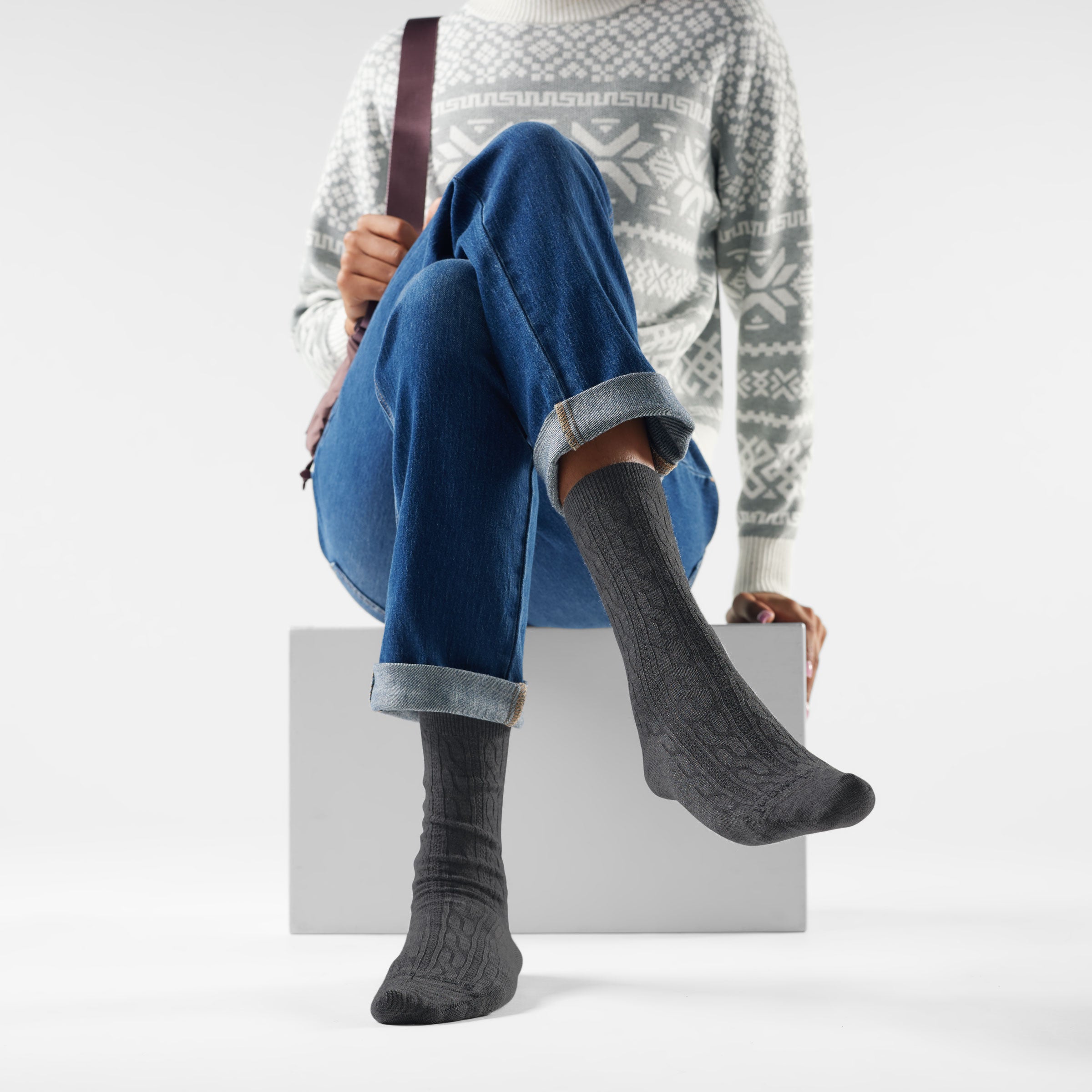 Women's Everyday Cable Crew Socks - Image 11