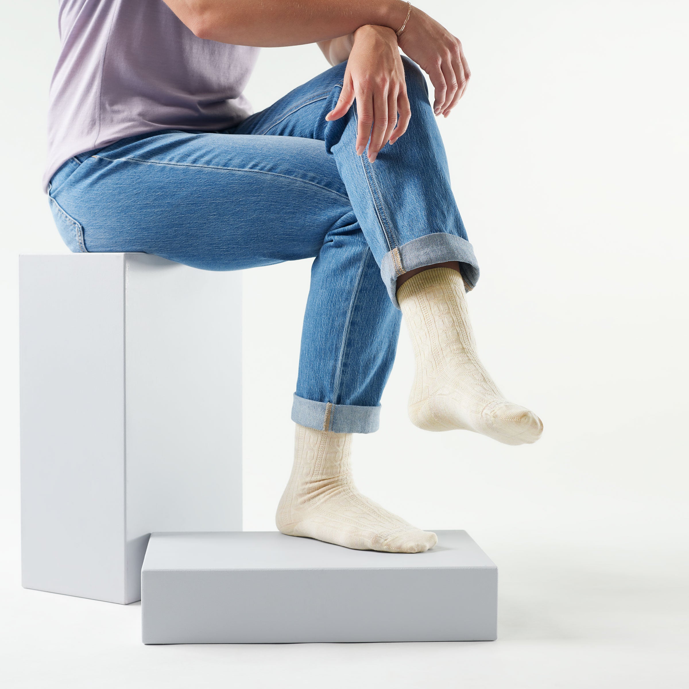 Women's Everyday Cable Crew Socks - Image 9