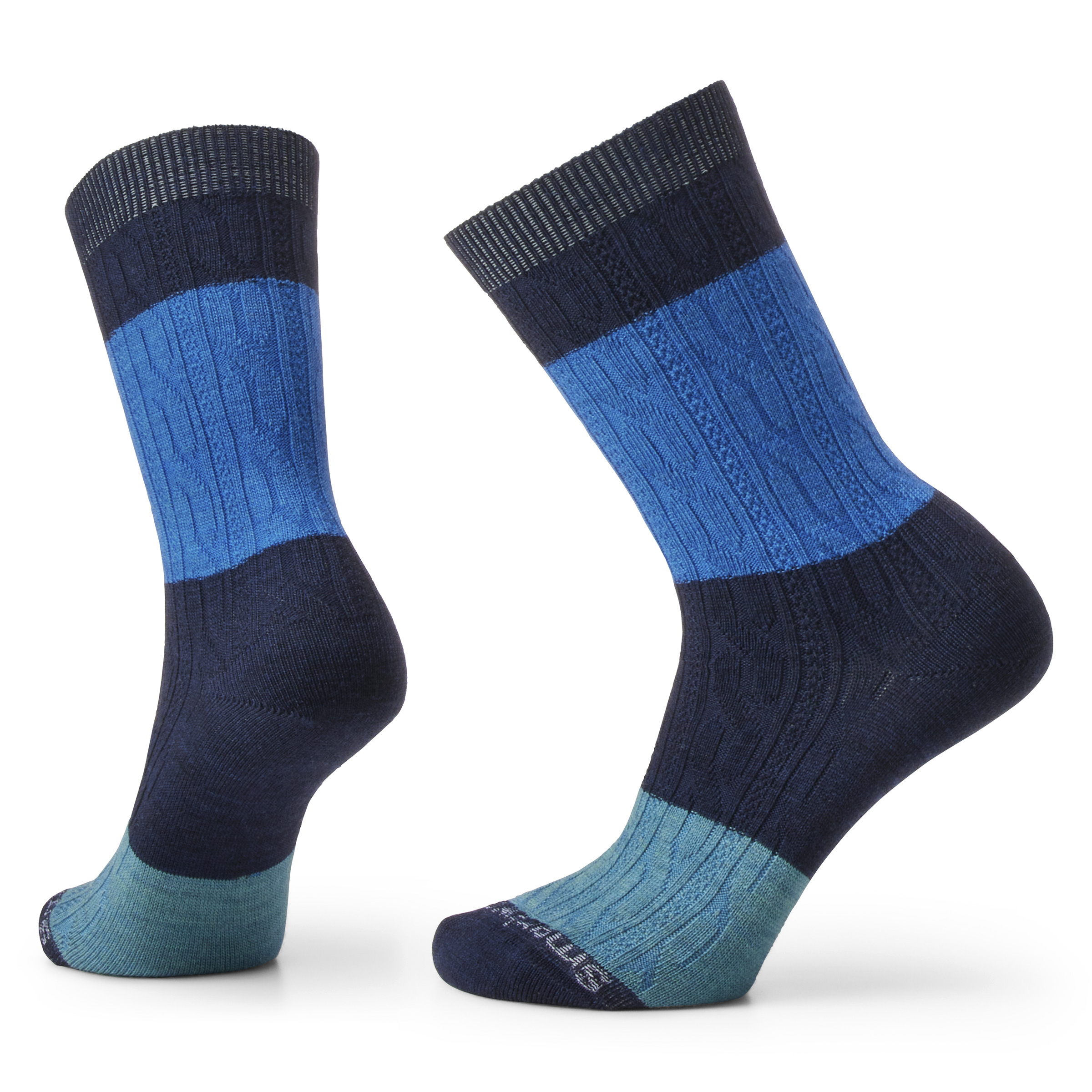 Women's Everyday Color Block Cable Crew Socks - Image 4