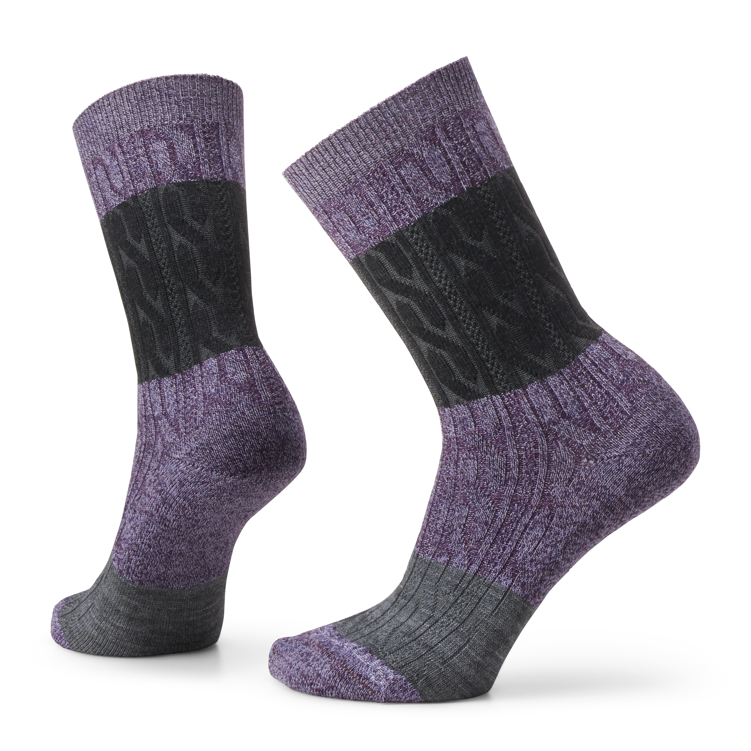 Women's Everyday Color Block Cable Crew Socks - Image 5