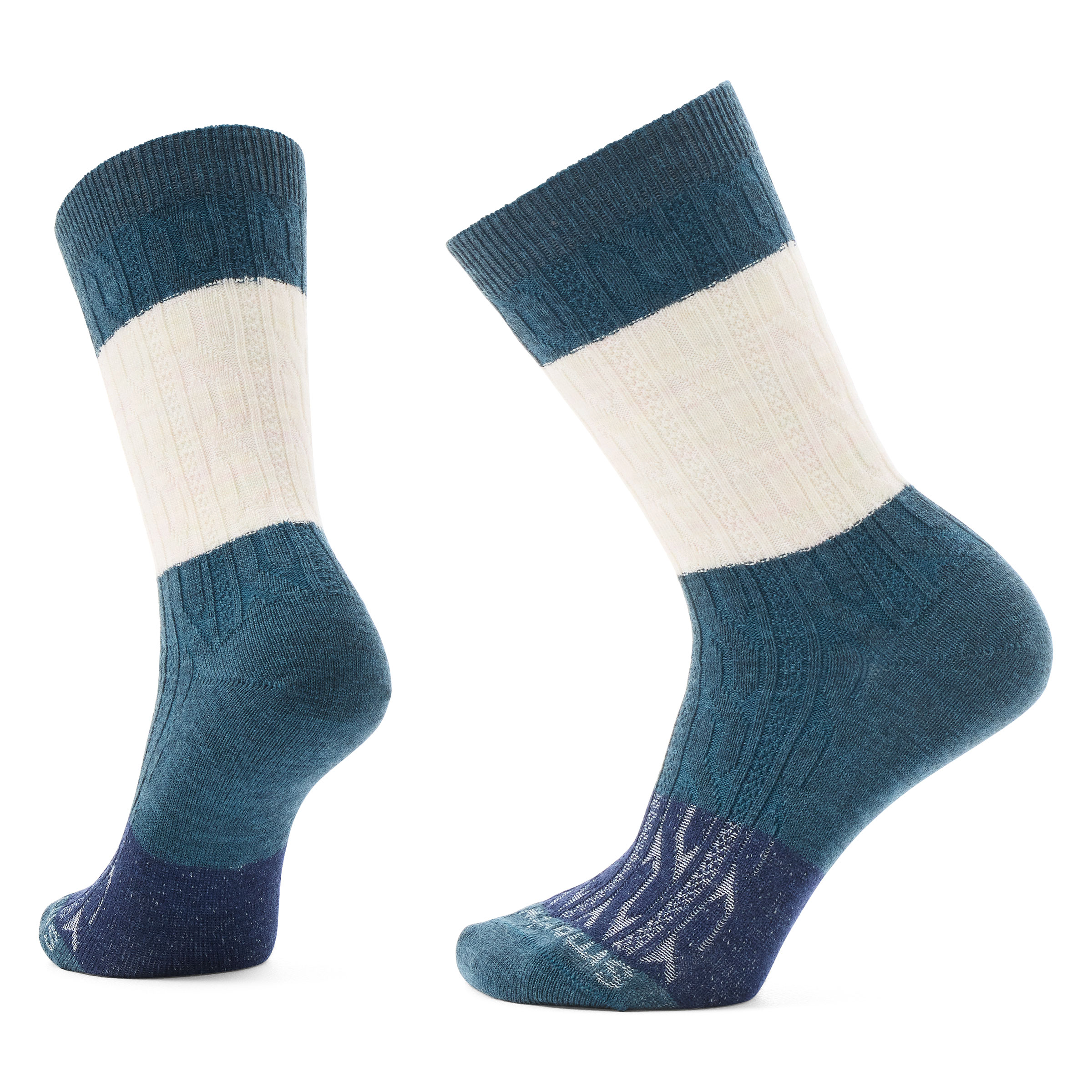 Women's Everyday Color Block Cable Crew Socks - Image 7