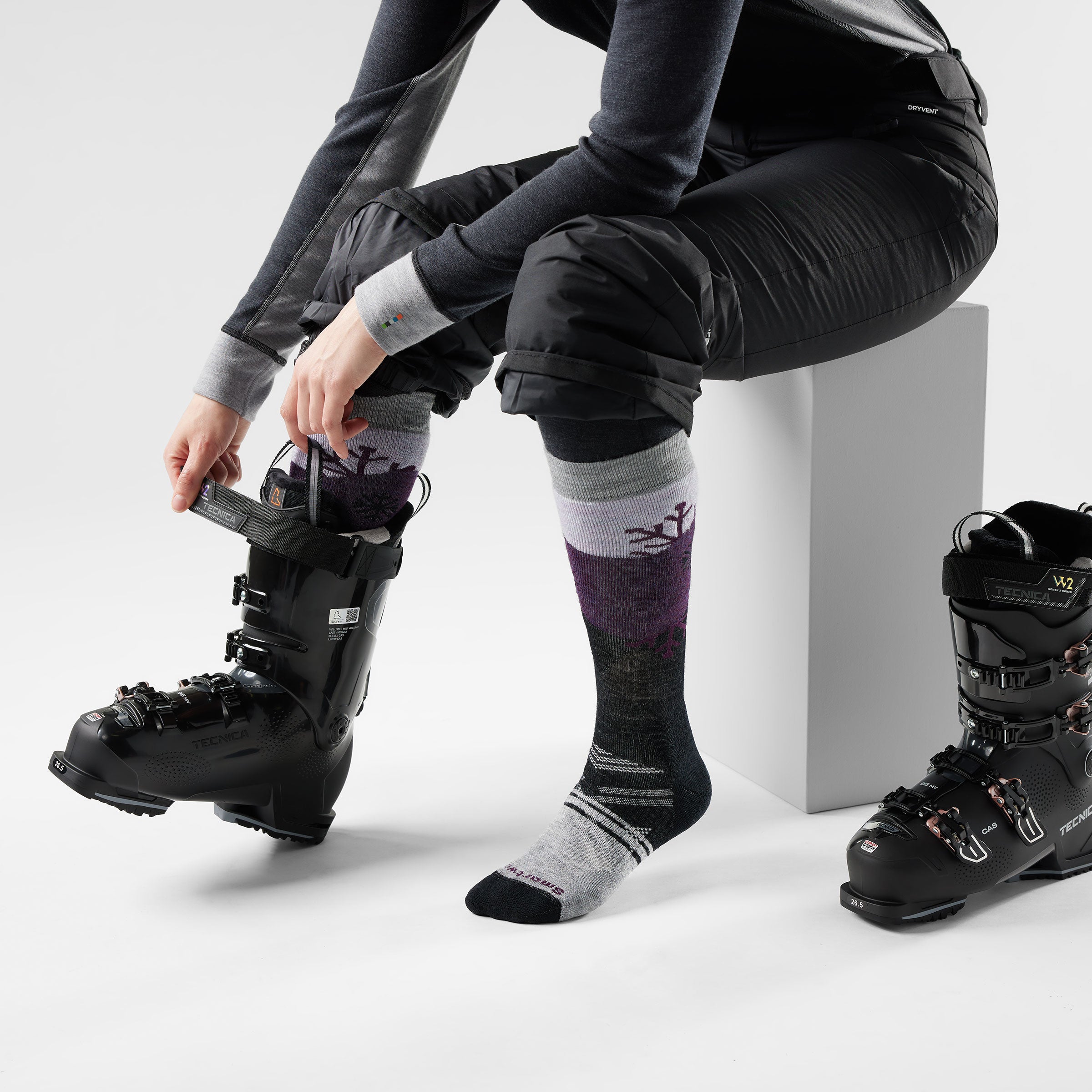 Women's Ski Snowpocalypse Pattern Over The Calf Socks - Image 13