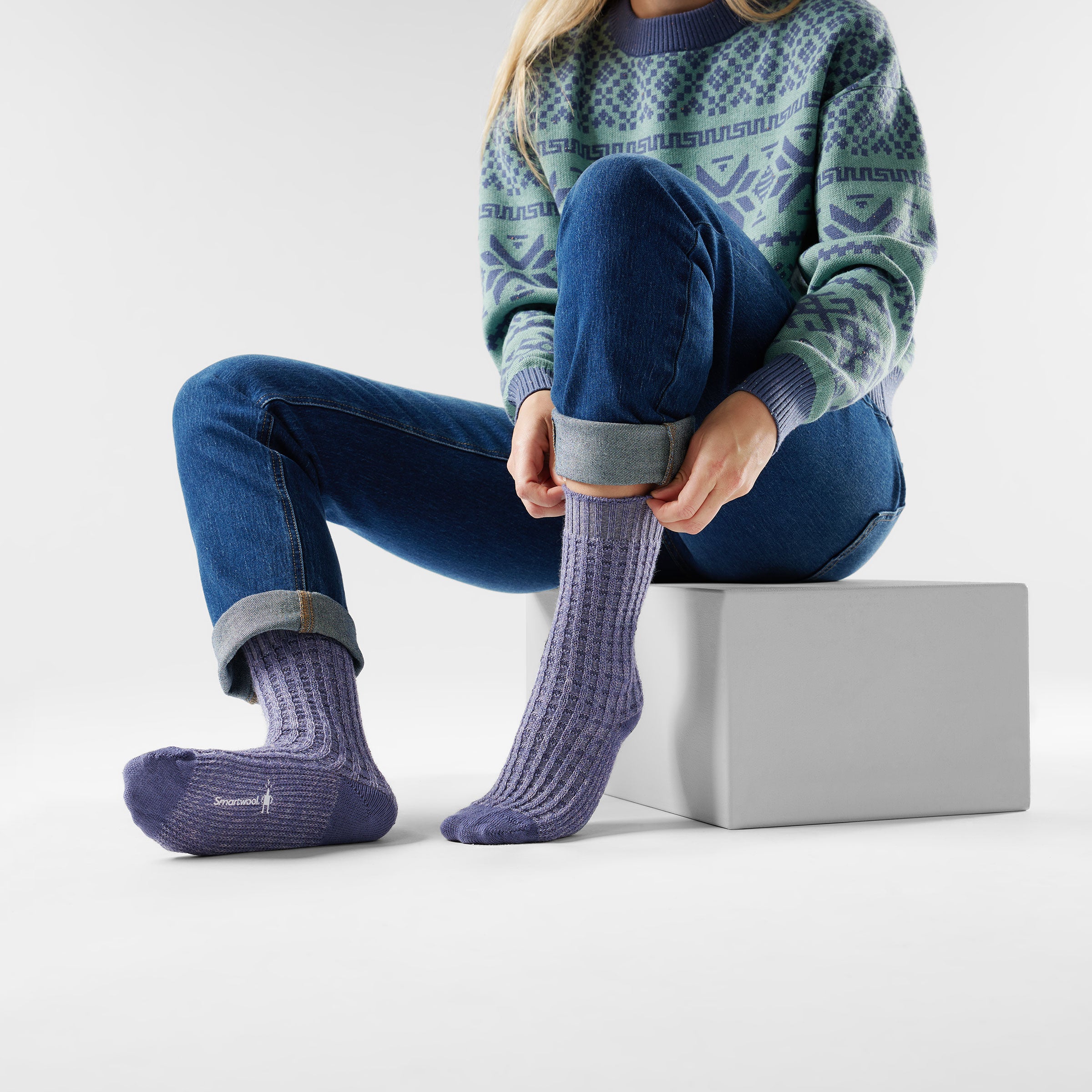 Women's Everyday Cozy Waffle Press Crew Socks - Image 10