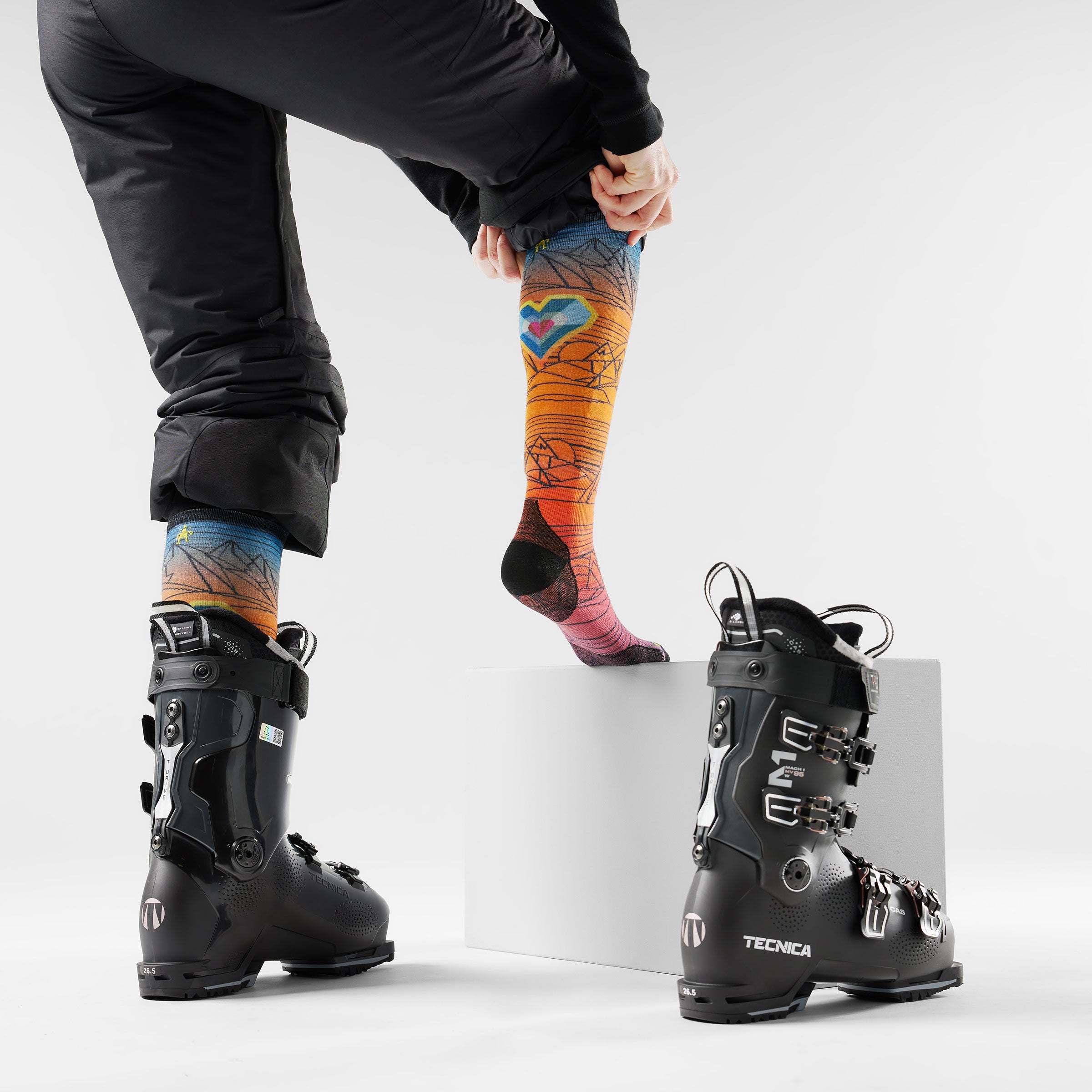 Ski Geo Peaks Print Over The Calf Socks - Image 2